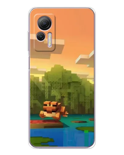Чехол для Ulefone Note 14 с картинкой «Майнкрафт закат солнца»