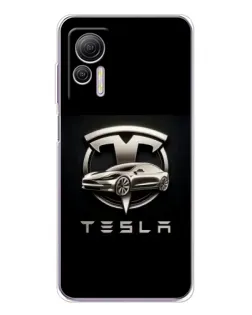 Чехол для Ulefone Note 14 с картинкой «Tesla — серебристое авто»