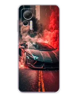 Чехол для Ulefone Note 14 с картинкой «Lamborghini красный дым»