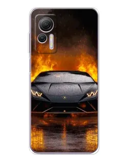 Чехол для Ulefone Note 14 с картинкой «Lamborghini в огне»