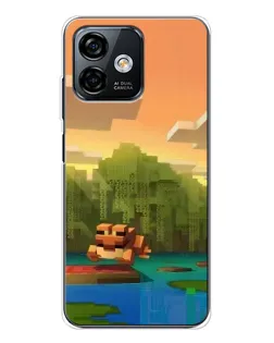 Чехол для Ulefone Note 16 Pro с картинкой «Майнкрафт закат солнца»