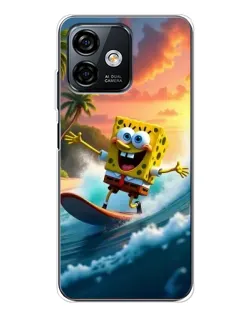Чохол для Ulefone Note 16 Pro з картинкою «Губка Боб серфінгіст»