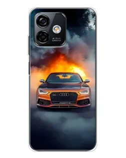Чехол для Ulefone Note 16 Pro с картинкой «Audi в огненном дыму»