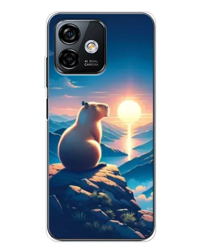 Чехол для Ulefone Note 16 Pro с картинкой «Закат солнца с капибарой»
