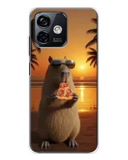 Чехол для Ulefone Note 16 Pro с картинкой «Капибара с пиццей»