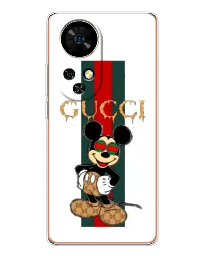 Чехол для Ulefone Note 17 Pro с картинкой «Микки Маус Gucci — полосы»