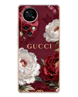 Чехол для Ulefone Note 17 Pro с картинкой «Gucci — бордовые розы»