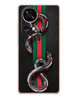 Чехол для Ulefone Note 17 Pro с картинкой «Gucci — змея на полосе»
