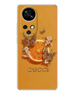 Чехол для Ulefone Note 17 Pro с картинкой «Gucci — золотые бабочки»
