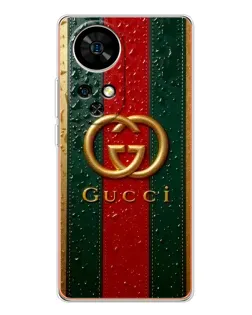 Чехол для Ulefone Note 17 Pro с картинкой «Gucci — фирменная полоса и золото»
