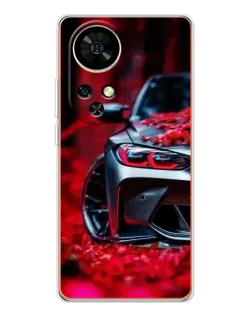 Чохол для Ulefone Note 17 Pro з картинкою «Спортивна BMW та квіти»