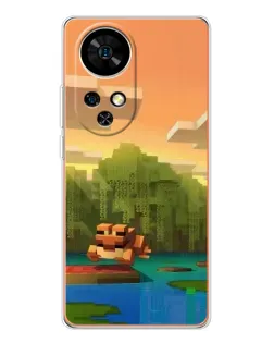 Чехол для Ulefone Note 17 Pro с картинкой «Майнкрафт закат солнца»