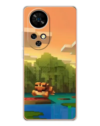 Чехол для Ulefone Note 17 Pro с картинкой «Майнкрафт закат солнца»