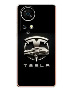 Чохол для Ulefone Note 17 Pro з картинкою «Tesla — срібне авто»