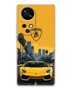 Чохол для Ulefone Note 17 Pro з картинкою «Жовтий Lamborghini місто»