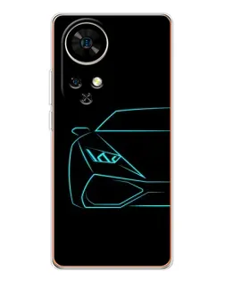 Чохол для Ulefone Note 17 Pro з картинкою «Блакитний силует Lamborghini»