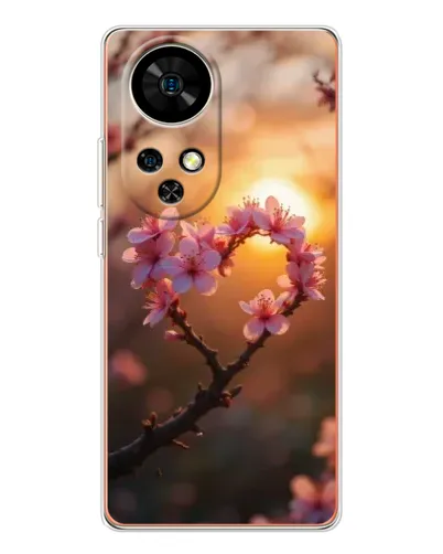 Чохол для Ulefone Note 17 Pro з картинкою «Рожевий цвіт  сердечко на тлі заходу»