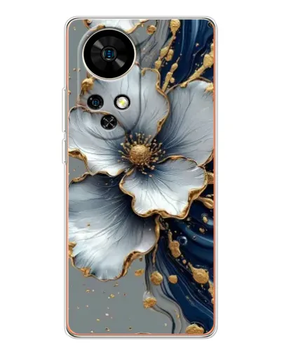 Чохол для Ulefone Note 17 Pro з картинкою «Біла квітка та золотий флюїд»