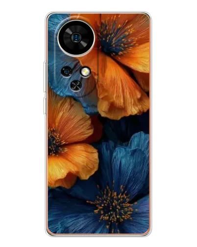 Чохол для Ulefone Note 17 Pro з картинкою «Яскрава синьо-помаранчева флора»