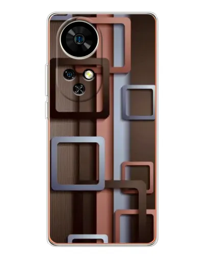 Чохол для Ulefone Note 17 Pro з картинкою «Коричневі об'ємні квадрати»