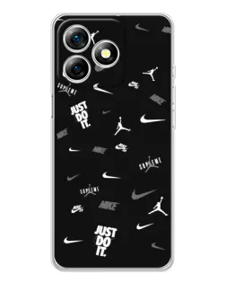 Чехол для Ulefone Note 18 Pro с картинкой «Nike Black Pattern»