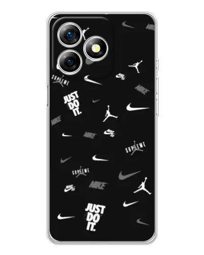 Чехол для Ulefone Note 18 Pro с картинкой «Nike Black Pattern»