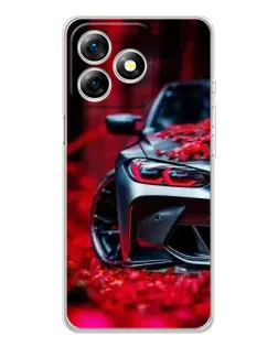Чехол для Ulefone Note 18 Pro с картинкой «Спортивная BMW и цветы»