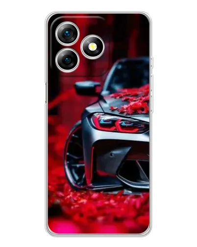 Чехол для Ulefone Note 18 Pro с картинкой «Спортивная BMW и цветы»
