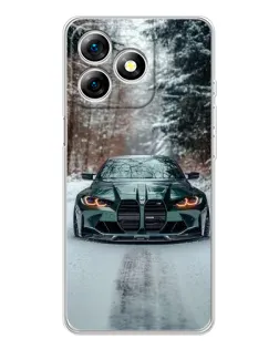 Чехол для Ulefone Note 18 Pro с картинкой «BMW в зимнем лесу»