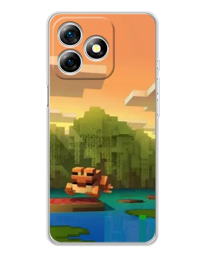 Чехол для Ulefone Note 18 Pro с картинкой «Майнкрафт закат солнца»