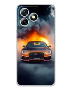 Чехол для Ulefone Note 18 Pro с картинкой «Audi в огненном дыму»