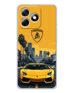 Чохол для Ulefone Note 18 Pro з картинкою «Жовтий Lamborghini місто»