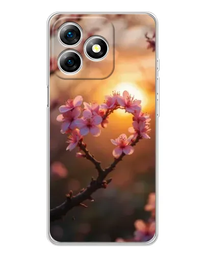 Чохол для Ulefone Note 18 Pro з картинкою «Рожевий цвіт  сердечко на тлі заходу»