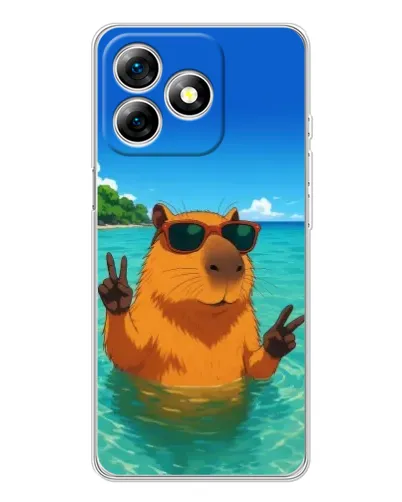Чехол для Ulefone Note 18 Pro с картинкой «Морская капибара»