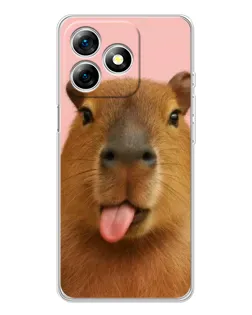 Чехол для Ulefone Note 18 Pro с картинкой «Капибара с языком»