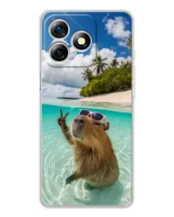 Чехол для Ulefone Note 18 Pro с картинкой «Капибара на море»