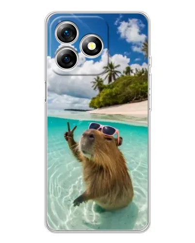 Чехол для Ulefone Note 18 Pro с картинкой «Капибара на море»