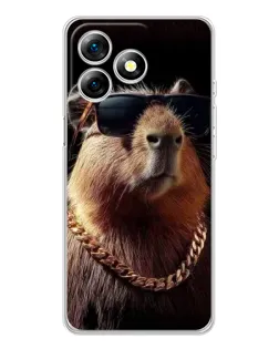 Чехол для Ulefone Note 18 Pro с картинкой «Капибара золотая цепь»