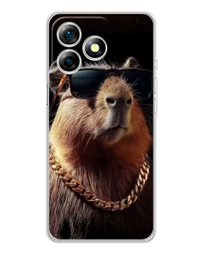 Чехол для Ulefone Note 18 Pro с картинкой «Капибара золотая цепь»