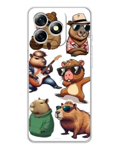 Чехол для Ulefone Note 18 Pro с картинкой «Крутые капибары музыканты»