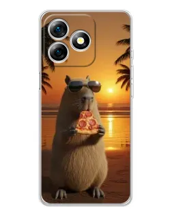 Чехол для Ulefone Note 18 Pro с картинкой «Капибара с пиццей»
