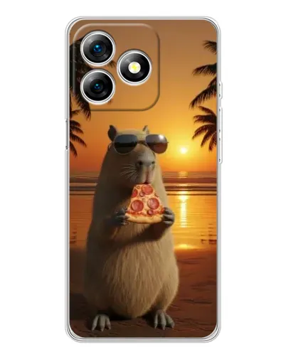 Чехол для Ulefone Note 18 Pro с картинкой «Капибара с пиццей»
