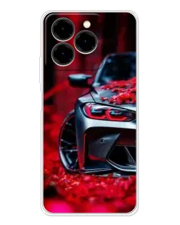 Чехол для Ulefone Note 20 Pro с картинкой «Спортивная BMW и цветы»
