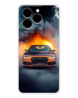Чехол для Ulefone Note 20 Pro с картинкой «Audi в огненном дыму»
