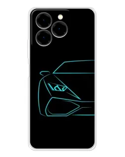Чехол для Ulefone Note 20 Pro с картинкой «Голубой силуэт Lamborghini»