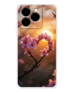 Чехол для Ulefone Note 20 Pro с картинкой «Розовый цвет сердце на фоне заката»