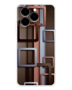 Чехол для Ulefone Note 20 Pro с картинкой «Коричневые объемные квадраты»