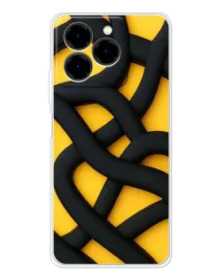 Чехол для Ulefone Note 20 Pro с картинкой «Черное желтое переплетение»