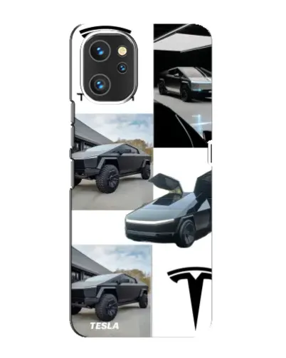 Чехол для UMIDIGI A13 с картинкой «Коллаж Cybertruck Tesla»