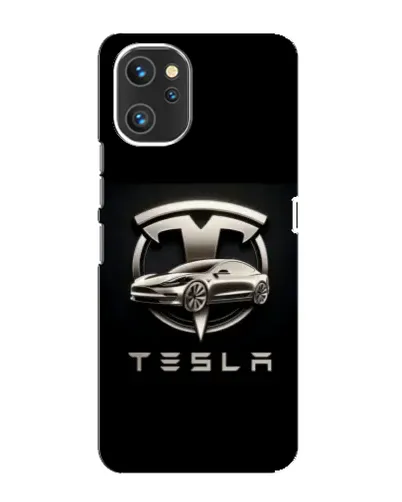 Чехол для UMIDIGI A13 с картинкой «Tesla — серебристое авто»